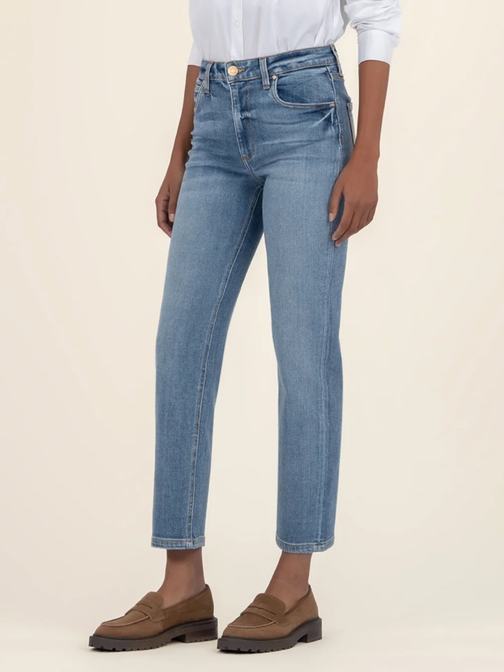 Kut from the Kloth Elizabeth crop straight fair wash High-Rise Straight Jeans 4 - Picture 2 of 10